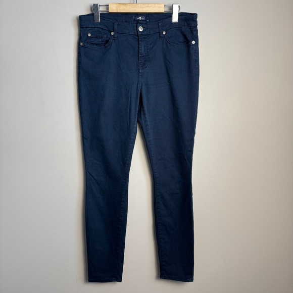7 For All Mankind Women's Jegging Pants Dark Navy‎ Preppy Stretchy Size 30 - Picture 1 of 13